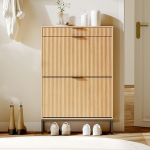 Fluted Shoe Storage Cabinet - 1 of 4