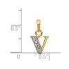 Black Bow Jewelry The Chloe Mini Diamond Accent initial V Pendant in 14k Yellow Gold - 4 of 4