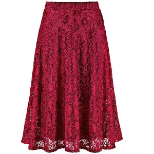 Collections Etc Elegant Lace Full-Sweep Elasticized Waist Pull-On Skirt - 1 of 4