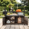 Buenhomino Patio Bar Table,Outdoor Kitchen Island with Glass Top,Rattan Patio Storage Cabinet with Wheels,Bar Cart for Poolside and Backyard - 2 of 4