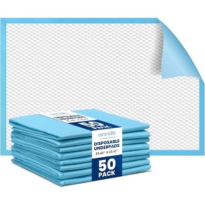Disposable Underpads for Incontinence with Ultra-Absorbent Core, Soft Texture, Pack of 50 - 1 of 4