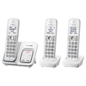 Panasonic Cordless Telephone with Digital Answering Machine 3 Handsets - White (KX-TGD533W) - 1 of 3