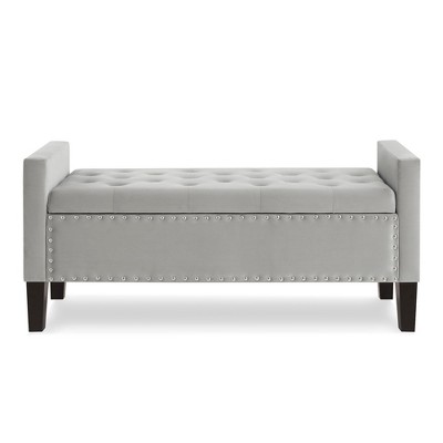 NicBex Modern 48" Storage Bench Velvet Accent Stools with Nailhead Trims and Armrests for Bedroom and Entryway