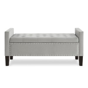 NicBex Modern 48" Storage Bench Velvet Accent Stools with Nailhead Trims and Armrests for Bedroom and Entryway - 1 of 4