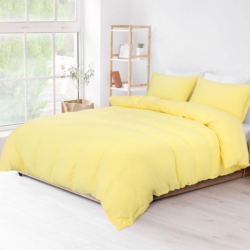 PiccoCasa  Washed Brushed Microfiber Soft Duvet Cover Set 3 Pieces including 2 Pillow Cases, 3 of 6