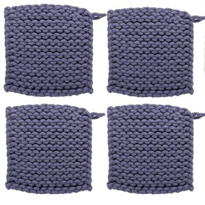 TAG Blue Crocheted Cotton Trivet Potholder – 8"x8", Heat-Resistant with Hanging Loop, Machine Washable, Protect Hands and Surfaces Set of 4 - 1 of 4