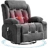 360° Swivel Rocker Recliner Chair with Heat and Massage, Oversized Lounge Sofa with USB Charging, Cup Holders, and Side Pockets - 2 of 4