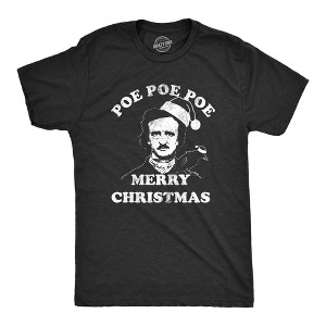 Mens Poe Poe Poe Merry Christmas T Shirt Funny Edgar Allan Poe Book Lover Tee - Crazy Dog Men's T Shirt - 1 of 4