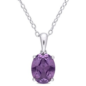 EVERLY JEWELRY | Sterling Silver Pendant with Gemstone and Created Gemstone – Multiple Stone Options - 1 of 4