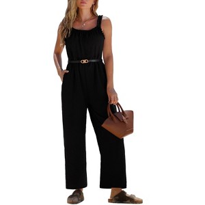EXLURA Women's Summer Casual Dressy Jumpsuits Loose Overalls One Piece Sleeveless Wide Leg Pant Rompers with Pockets 2025 - 1 of 4