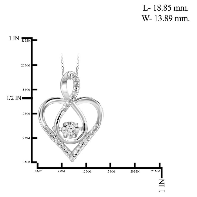 1/20 CT.T.W. Round-Cut White Diamond Heart Prong Set Pendant in Sterling Silver (I2-I3) (18"), 2 of 4