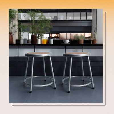 Felix 18" Gray Metal Backless Stool