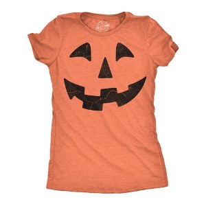 Womens Funny T Shirts Giant Jack O Lantern Face Sarcastic Halloween Graphic Novelty Tee For Ladies - Crazy Dog Women's T Shirt For Halloween Season M - 1 of 4