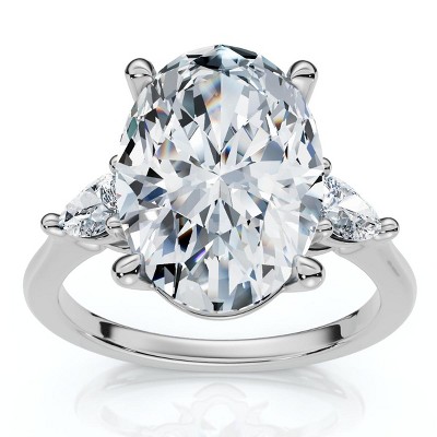 Pompeii3 Certified 4 1/3Ct Oval/Pear Diamond Engagement Ring 14k Gold or Pt Lab Created