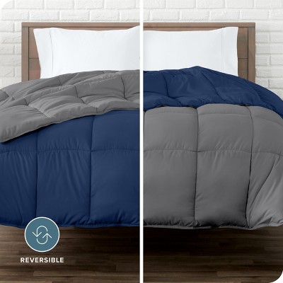 Twin XL Dark Blue and Grey Reversible Down Alternative Comforter