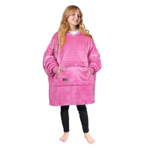 Tirrinia Girls Boys Blanket Hoodie Sweatshirt, Oversized Fleece Pullover, Hooded Fleece Lined Blanket, Christmas Gift for Kids Teens, Youth - 1 of 4