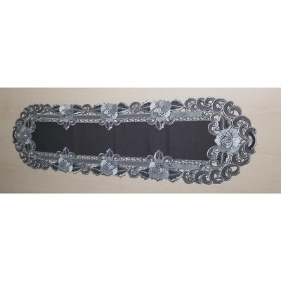 Jiallo Cocoa Linen Embroidered Cutwork Rectangular Table Runner, 16 by 54  inch Table Linen Decor, Water Resistance, Machine Wash safe