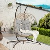 Hanging Wicker Woven 2 Person Egg Swing Chair With Cushions And Stand,Indoor Outdoor Wicker Basket Hammock Chair For Patio,Bedroom-Coolbibila - 2 of 4