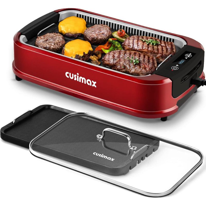 Cusimax Electric Portable Indoor Smokeless Grill, Double Plates, 1 of 5