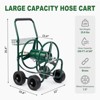 Karl Home Iron Green Hose Reel Cart  Hold Up to 250 ft Hose with 4 PU Wheels - 3 of 4