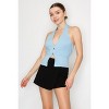 Slickblue Women's Halter Neck Buckled Crop Top, Open Back Fitted Sleeveless Shirt, 4 Color Options, Size S-L - 4 of 4