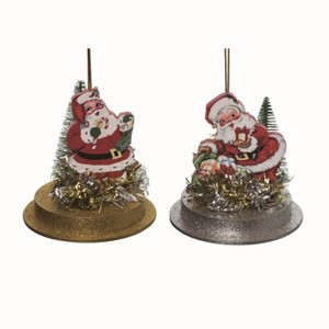 Transpac Retro Santa Ornament w/Mini Tree Set of 2 Christmas Home Decorations - 1 of 1
