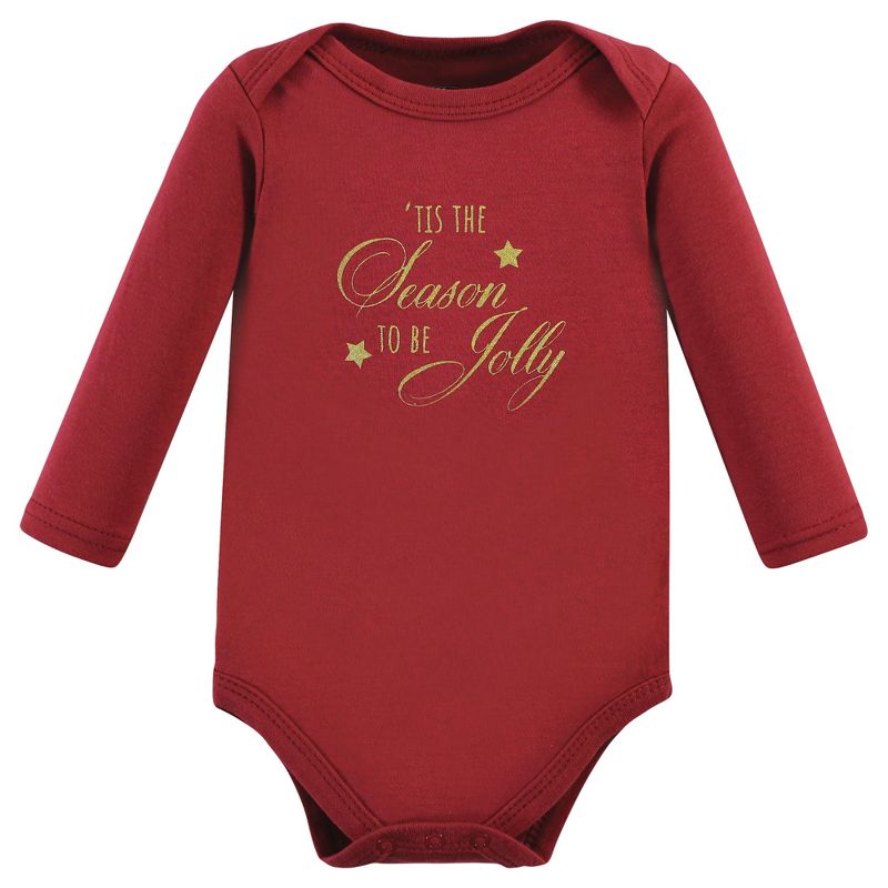 Hudson Baby Infant Girl Cotton Long-Sleeve Bodysuits, Girl Holiday Village, 6 of 7