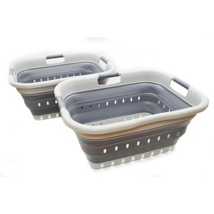 SAMMART 41L (10.8 gallon) Set of 2 Collapsible Plastic Laundry Basket with 3 Handles - 1 of 4