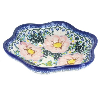 Blue Rose Polish Pottery Apple Blossom Medium Daisy Bowl