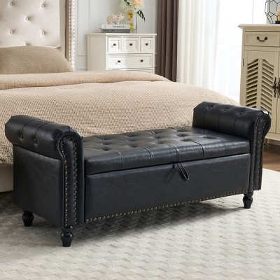 MOONMISS 55.12"Storage Ottoman Button Tufted Upholstered Linen Fabric Storage Ottoman Bench for Living Room,Bedroom End of Bed Bench