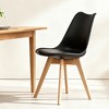 Racxily Set of 4 Medieval Modern Dining Chairs, Wooden Leg Design for Kitchen & Dining Room, Black - 2 of 4