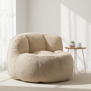 Homy Casa Oversized Faux Fur Bean Bag Chair, Cozy Floor Seat for Bedroom, Dorm & Living Room, Brown+Dark Pink - 1 of 4