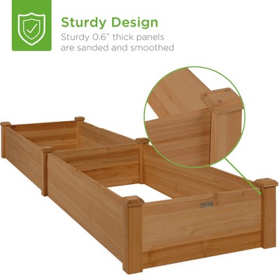 Acorn Brown 8x2ft Outdoor Fir Wood Raised Garden Bed Planter