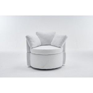 Vynxaria 31.5 Inch Beige Teddy Fabric Rotating Storage Accent Chairs with Back Cushions, 360' Degree Swivel,Ideal for Bedroom and Living Room - 1 of 4