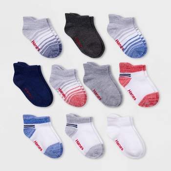 Hanes Toddler Boys' 10pk Heel Shield Athletic Socks - Colors May Vary