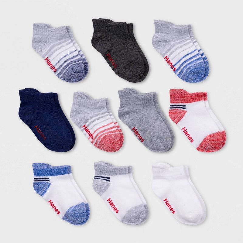 Hanes Toddler Boys' 10pk Heel Shield Athletic Socks - Colors May Vary, 1 of 3