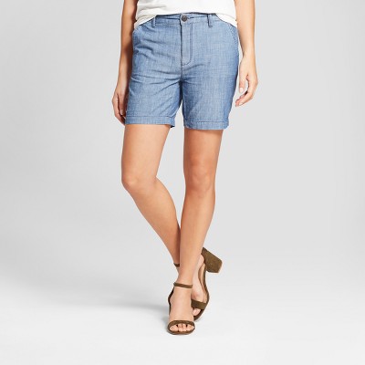 chambray shorts womens