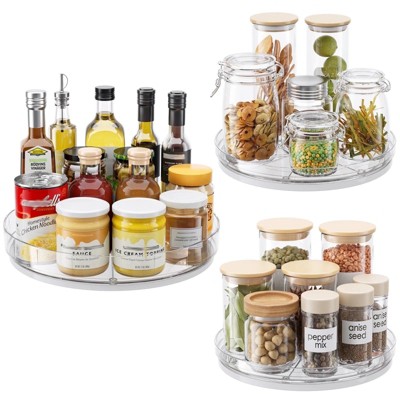 LunaLulinlk Rotating Lazy Susan Turntable Organizer for Kitchen Cabinets Spices Storage, 3 Pack, 11.4in + 9in+ 9in