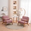 KTMBDW Accent Chair Wide Armrest Mid-Century Lounge Chair Linen Fabric Armchair with Lumbar Pillow & Oak Wood Frame for Living Room, Bedroom, Balcony - 2 of 4