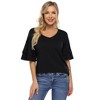 Women's Ruffle Tunic Top Casual V Neck Shirt Bell Half Sleeve Pullover Blouse Top - 4 of 4