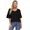 Women's Ruffle Tunic Top Casual V Neck Shirt Bell Half Sleeve Pullover Blouse Top - image 4 of 4