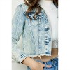 Women's Stripe Rhinestone Distressed Denim Jacket - Veveret - 4 of 4