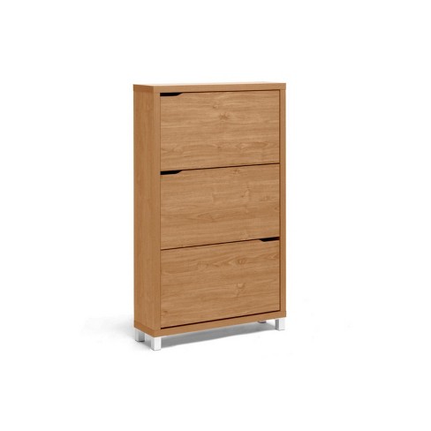 Simms Maple Finished Modern Shoe Cabinet Brown Baxton Studio