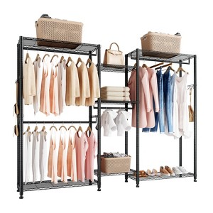 VEVOR Clothing Garment Rack,Heavy Duty Closet Wardrobe,7 Adjustable Tiers Clothes Racks with Steel Frame,850lbs Load Capacity with 4Hanging Rods,Black - 1 of 4