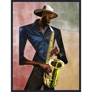 Amanti Art Sax Player by Manasseh Johnson sr Canvas Wall Art Print Framed - 1 of 4