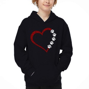LA Pop Art Meow Heart - Boy's Word Art Hooded Sweatshirt - 1 of 4