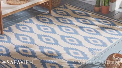 Cream and Aqua Medallion Synthetic Rectangular Area Rug, 9'x12'