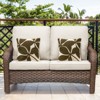 Buenhomino Patio Wicker Sofa Brown Rattan Loveseat Outdoor Couch with Cured Armest & Water Resistant Cushions Sofa for Balcony Backyard Poolside - 2 of 4