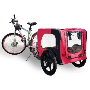 Foldable Dog Bike Trailers, Pet Bike Trailer With 16 Inch Wheels, Safety Reflectors And Flag, Internal Leash, Waterproof Mesh Dog Bike Trailer - 1 of 4