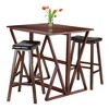 29" 3pc Harrington Set Drop Leaf Dining Table Set with Cushion Seat Wood/Walnut/Black - Winsome - image 2 of 4